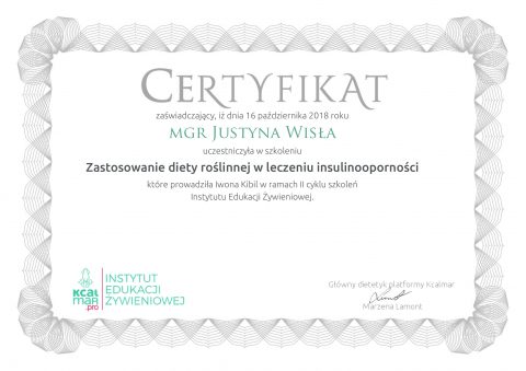 Justyna Płoskonka dietetyk Zastosowanie diety roślinnej w leczeniu insulinooporności