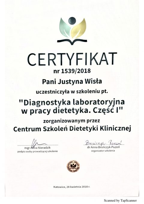 Justyna Płoskonka dietetyk diagnostyka laboratoryjna
